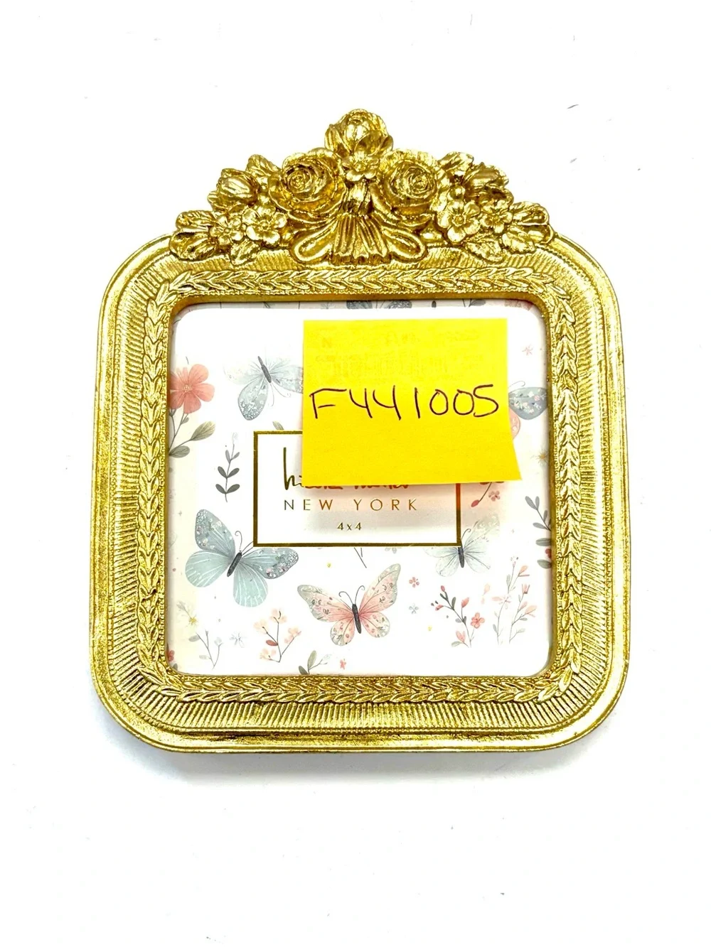 Nicole Miller Square Rococo Revival Style Gold 4 x 4 Picture Frame F441005